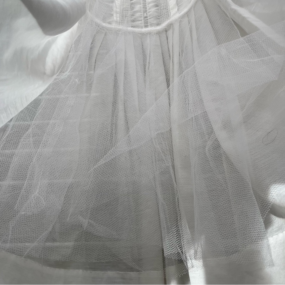 Vintage 1950 Cottagecore Pristine White Fit and Flare Elegant Feminine Dress S - Picture 7 of 9